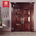 Puerta abatible de madera sólida exterior hecha en China / puerta de madera sólida tallada